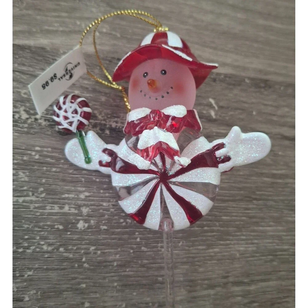 Vintage Roman Inc Snow Buddies Peppermint Lollipop Snowman Ornament NWT 6.25